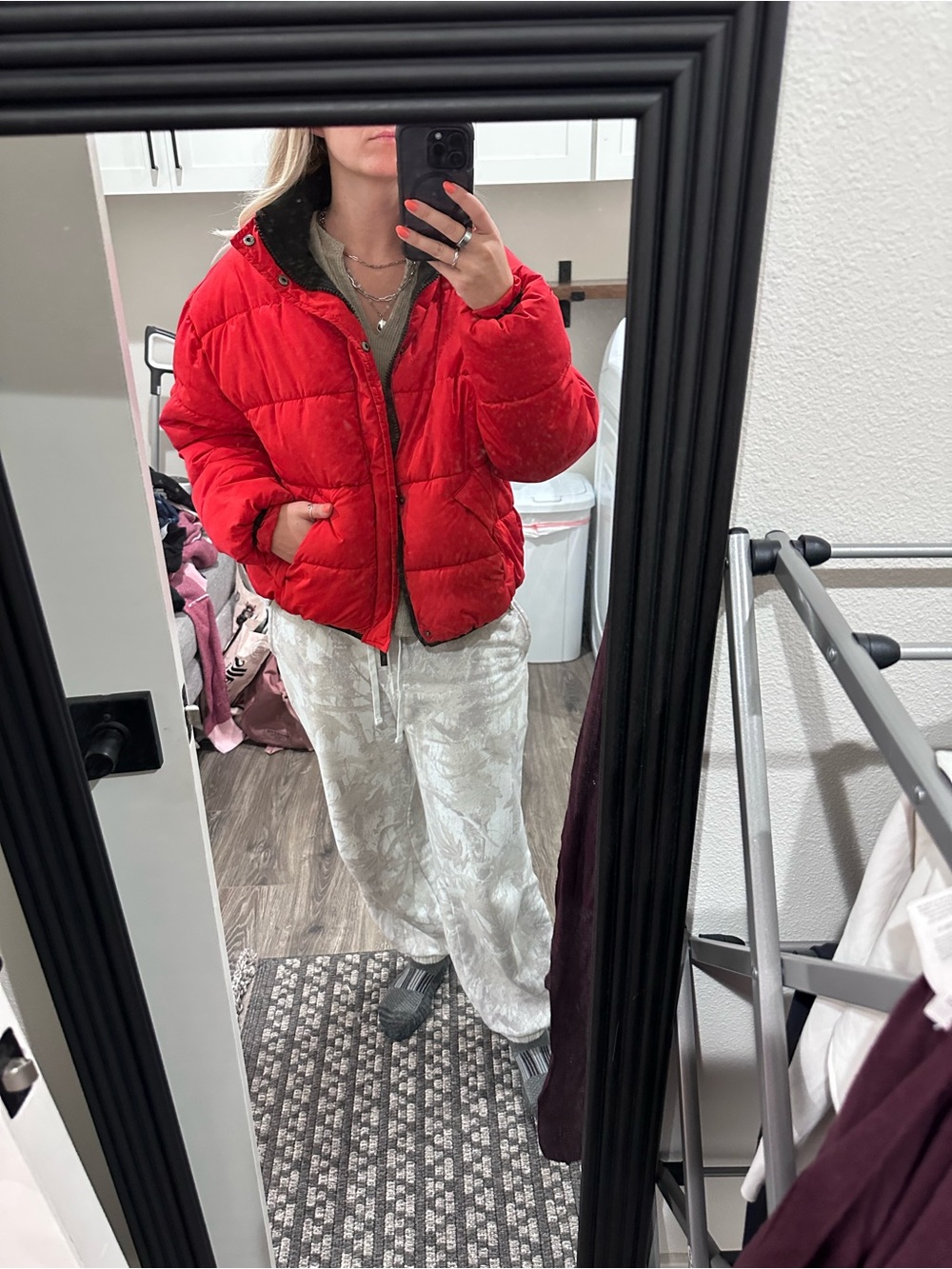 Urban Outfitters Red Puffer Jacket
